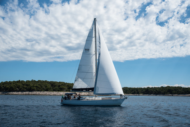 Sailboat passing by in croatia.